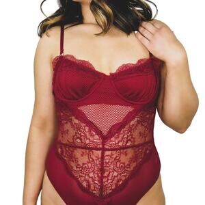 Blashe 1990s Vintage Wine Red Lace Lingerie Cami Bodysuit Large Sexy